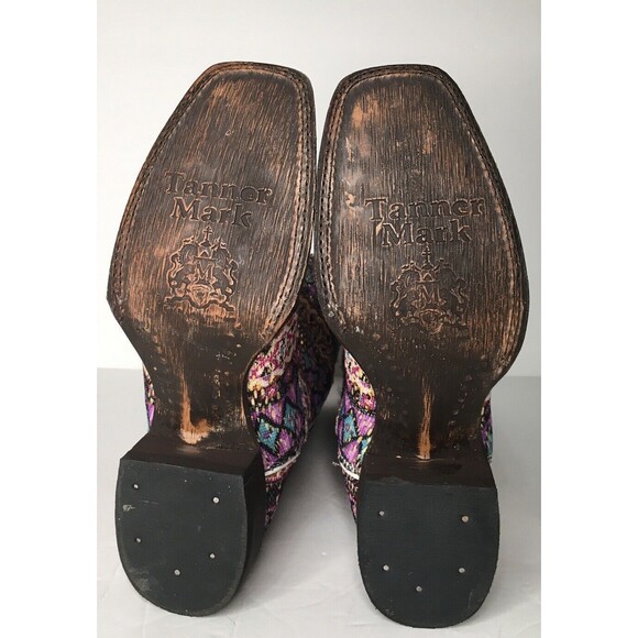 NEW Tanner Mark Cowboy Western Boot TML37001 Purple Serape Aztec Glitter Sz 7.5 - Picture 10 of 16